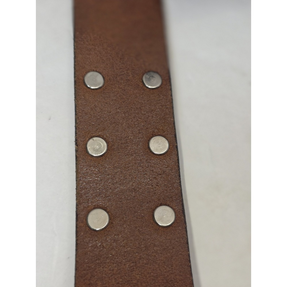 Italian Genuine Leather Studd Fastening No Buckle Slotted Hole Wide Width Belt - Picture 6 of 12